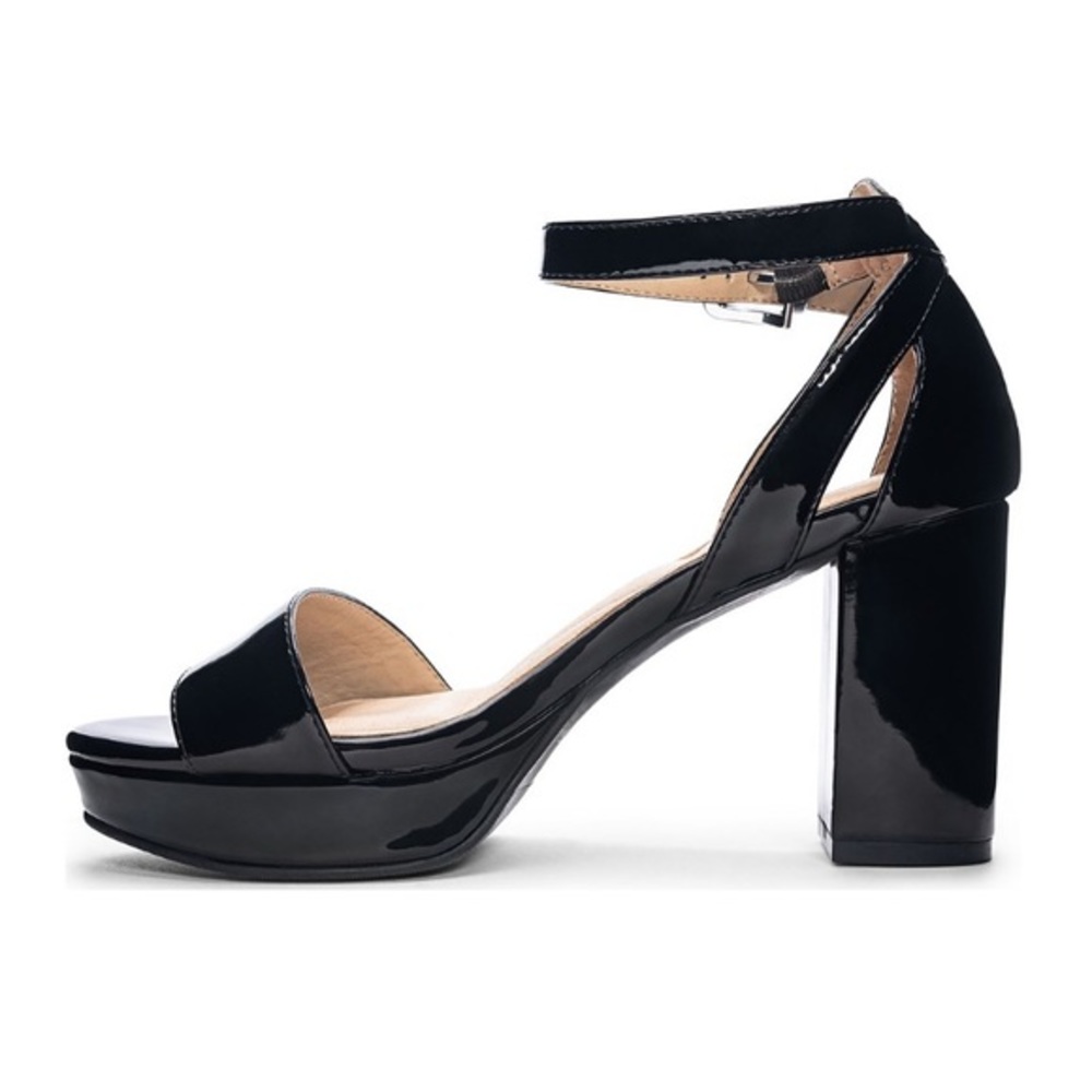 CL BY CHINESE LAUNDRY Go On Platform Dress Sandal Black Patent Heels - Picture 4 of 15